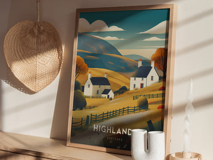 Scotland Highlands Poster | Scottish Travel Art | Loch Ness Print