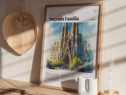 Sagrada Familia Poster | Barcelona Travel Art | Gaudi Cathedral Print