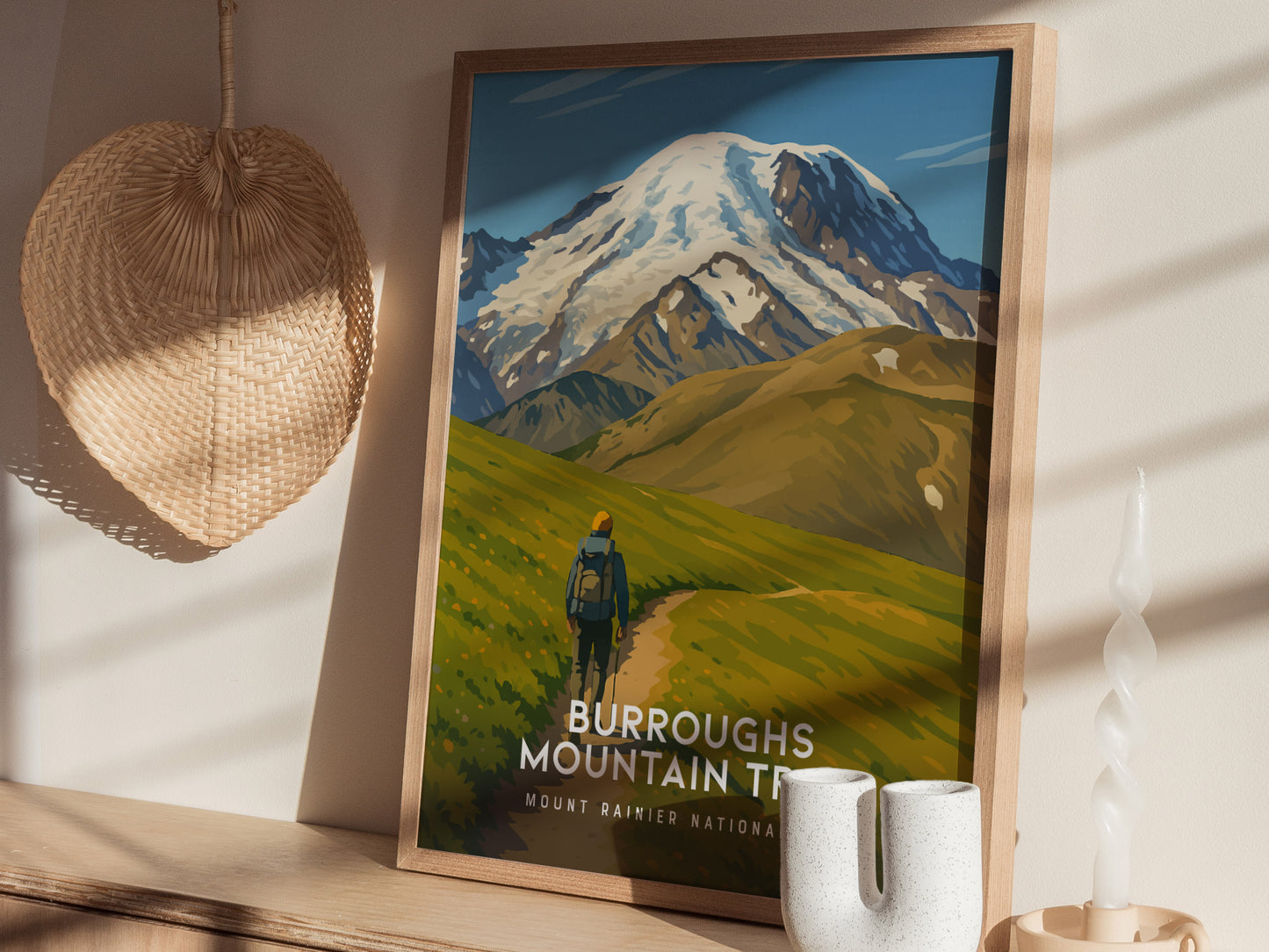 Burroughs Mountain Trail Poster | Mount Rainier National Park Wall Art Print | Framed or Unframed