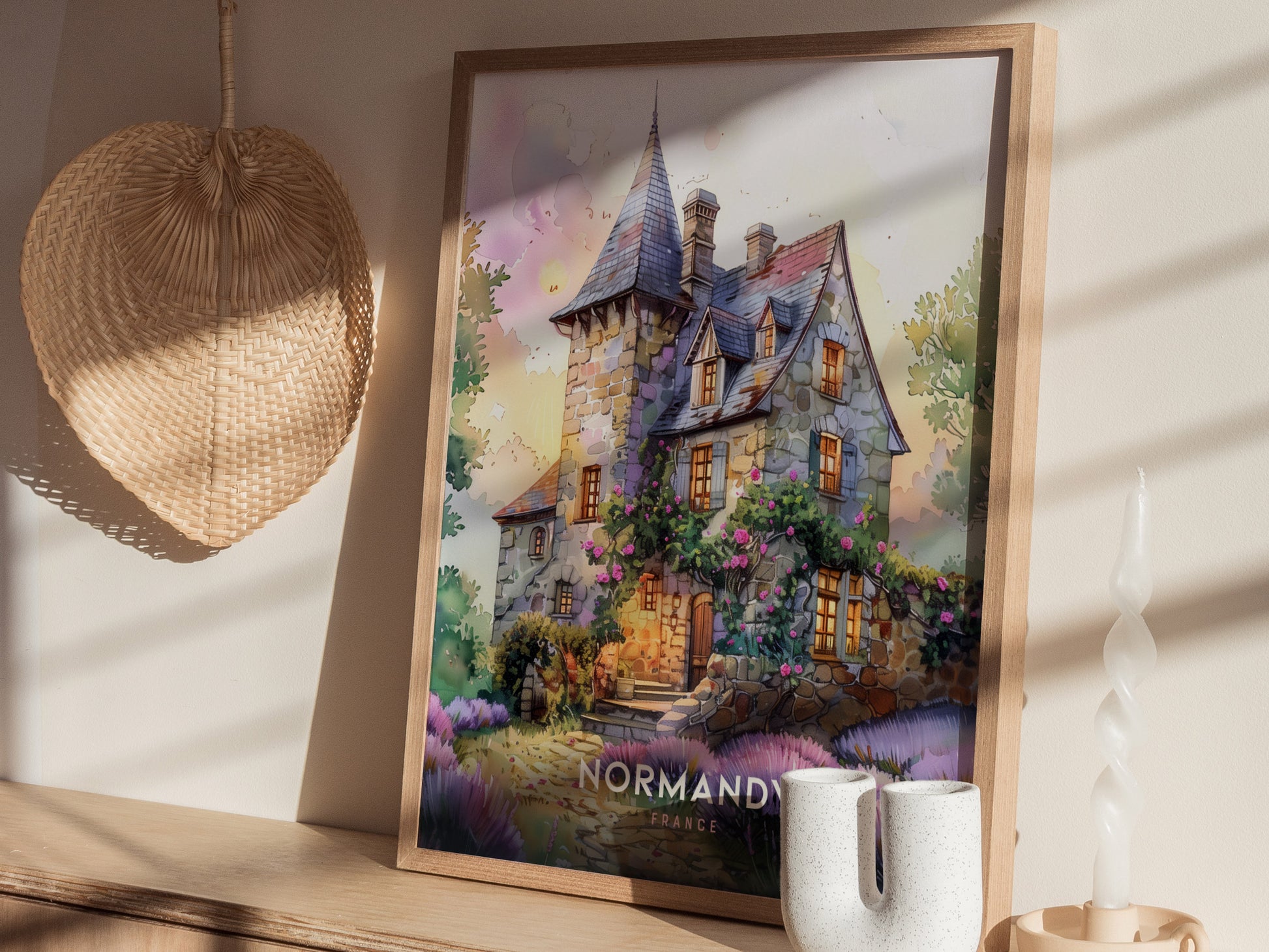 Normandy France Poster | Countryside Cottage Wall Art Print
