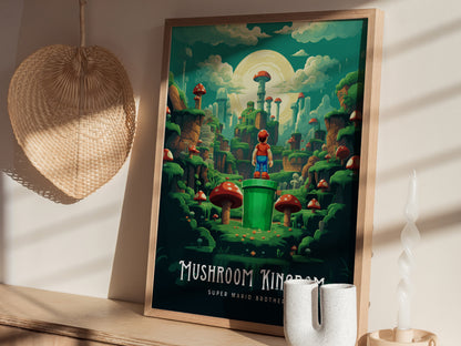 Mushroom Kingdom Poster | Mario Brothers Movie Fan Art Wall Print