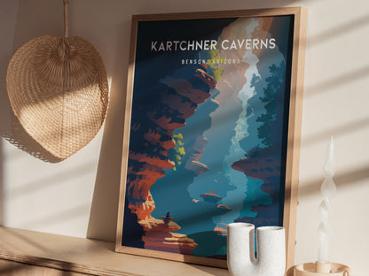 Kartchner Caverns, Benson, Arizona Poster | Underground Cave Destination Print Wall Art — styled in a modern interior