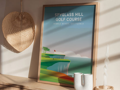 Spyglass Hill Golf Course, Pebble Beach, California Poster | Iconic Links Golfer Gift Wall Art — styled in a modern interior