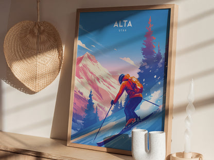 Alta Ski Area Poster | Utah Skiing Resort Wall Art | Framed or Unframed