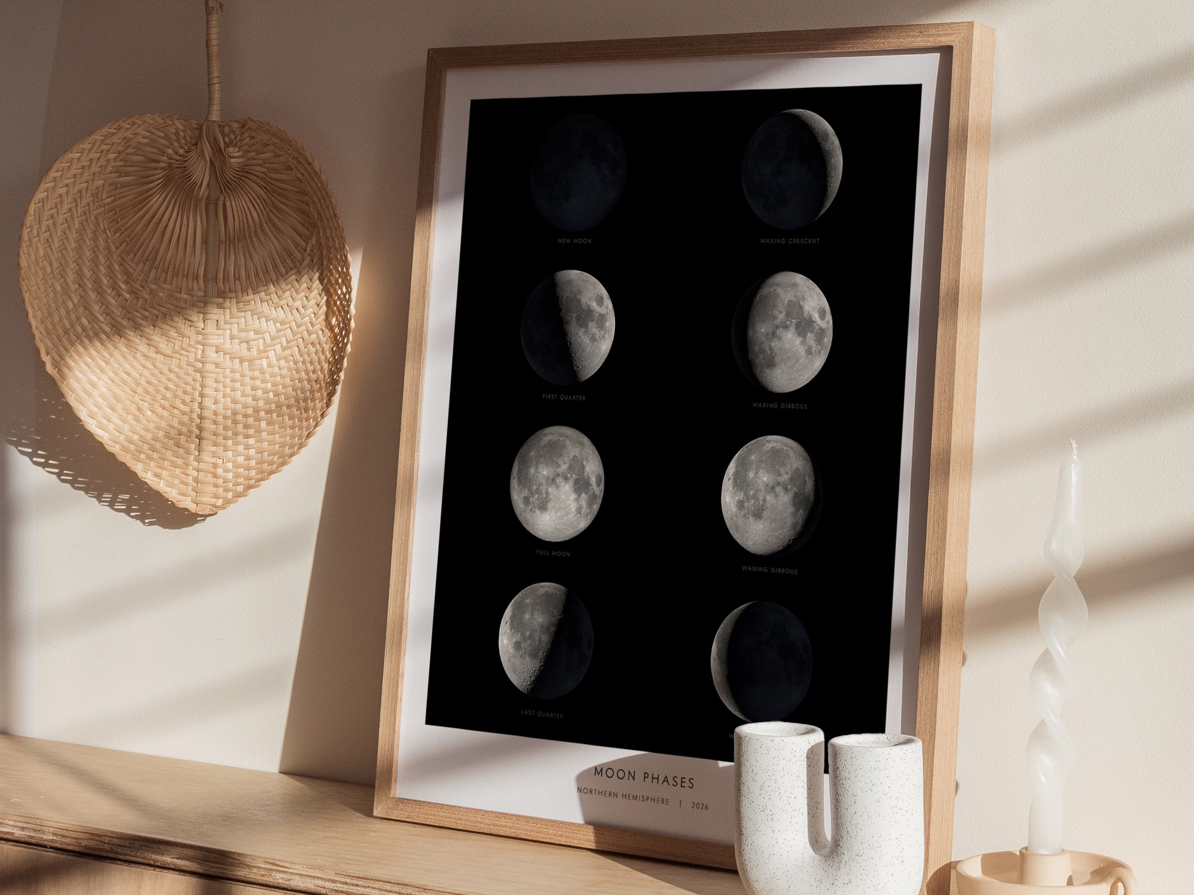 Moon Phases Poster | Lunar Cycle NASA Photography Print | Swell Scenes
