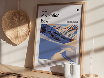 Revelation Bowl, Telluride Poster | Alpine Powder Run Mountain Wall Art — styled in a modern interior