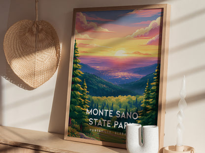 Monte Sano State Park, Huntsville, Alabama Poster | Mountain Forest Trail Destination Print Wall Art — styled in a modern int