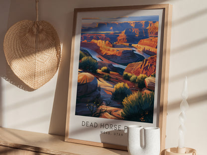 Dead Horse Point Matte Border Poster | Moab, Utah Desert Canyon Travel Gift — styled in a modern interior