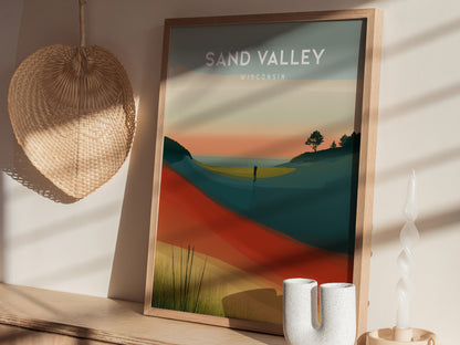 Sand Valley, Wisconsin Poster | Rolling Dunes & Fairways Golf Wall Art — styled in a modern interior