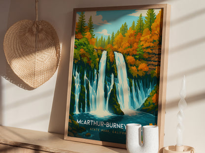 McArthur-Burney Falls Poster | California Waterfall Wall Art