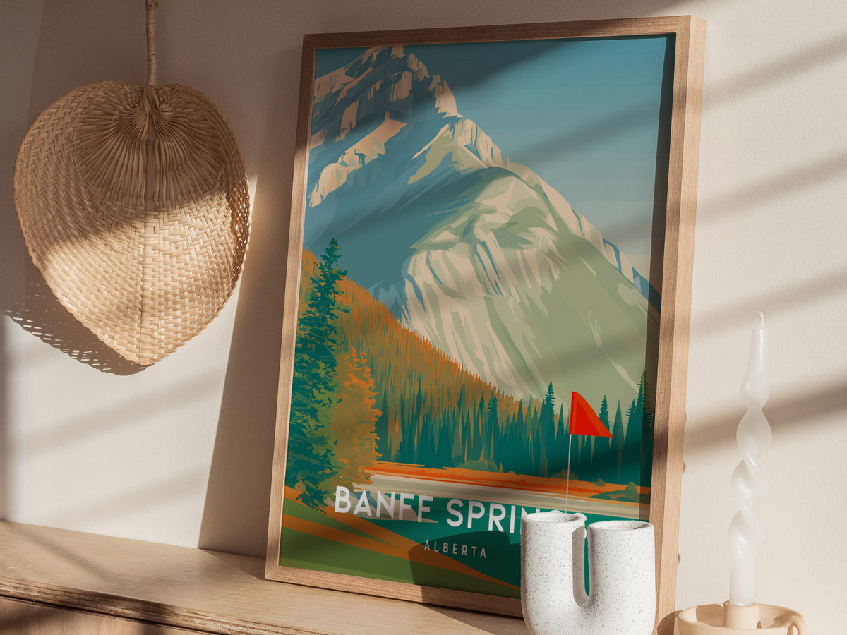 Banff Springs, Alberta Poster | Golf Wall Art & Golfer Gift Wall Art — styled in a modern interior