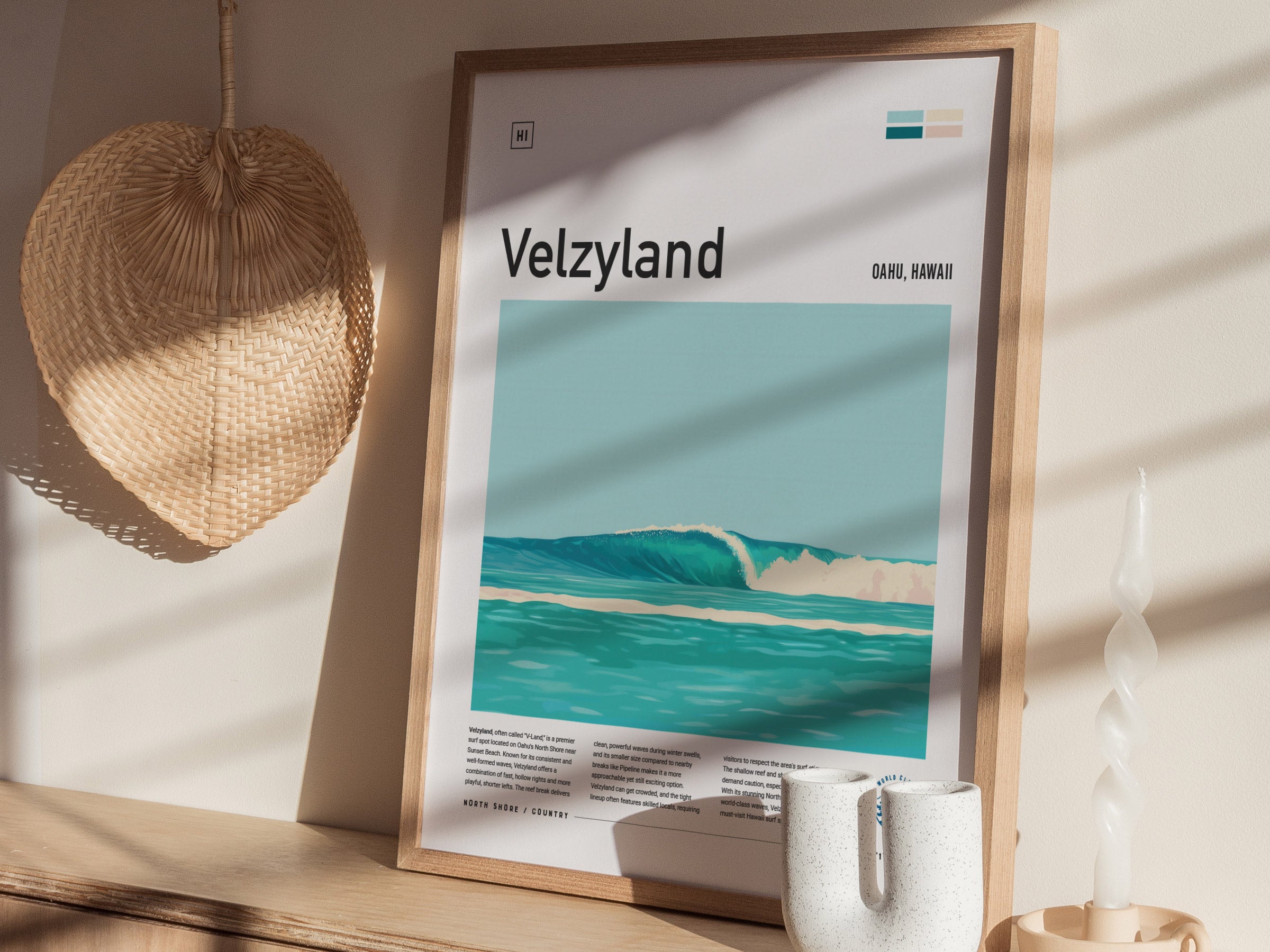 Velzyland Poster | Oahu North Shore Surf Art | Framed or Unframed