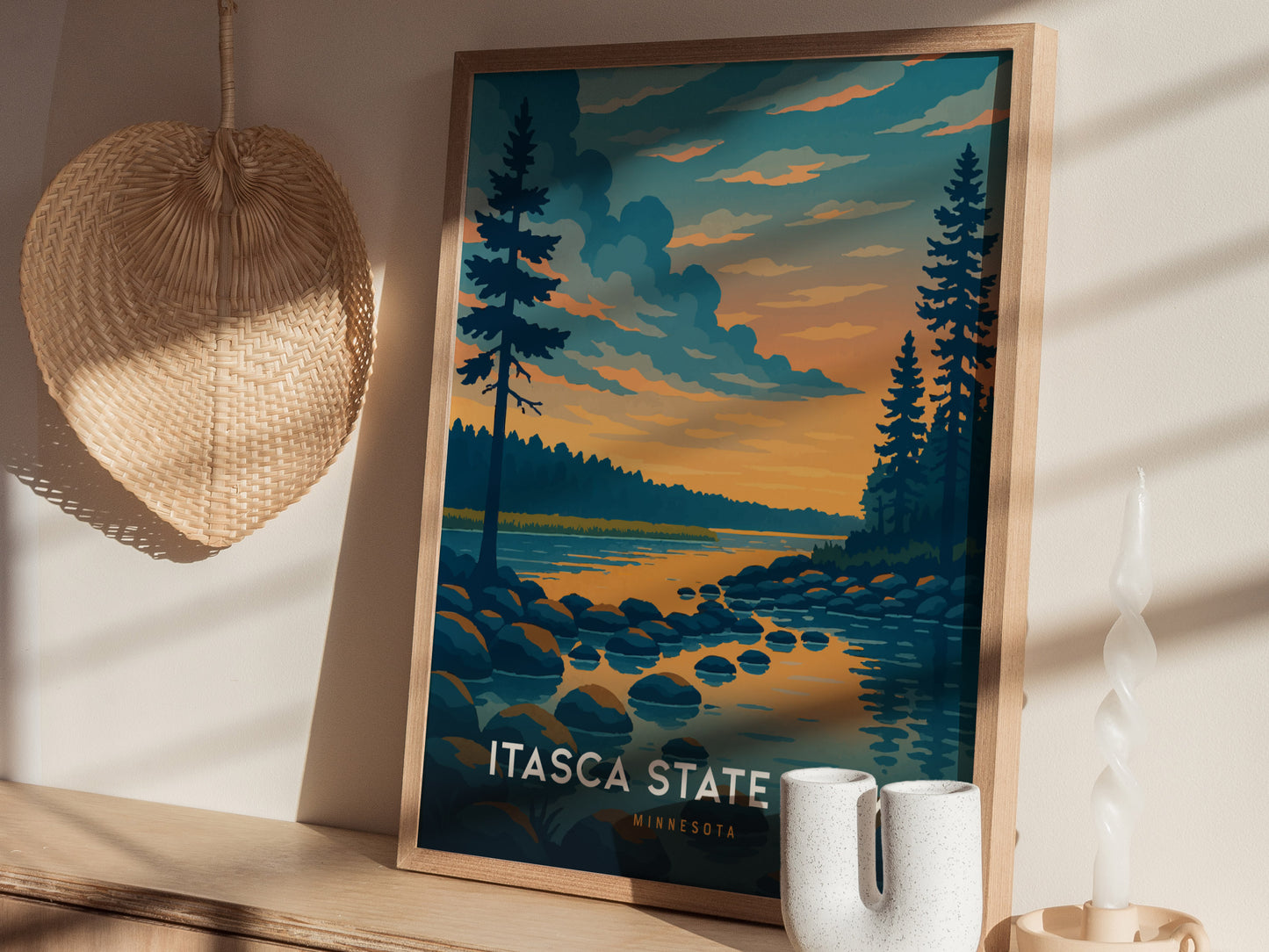 Itasca State Park Poster | Mississippi Headwaters Minnesota Wall Art
