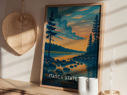 Itasca State Park Poster | Mississippi Headwaters Minnesota Wall Art