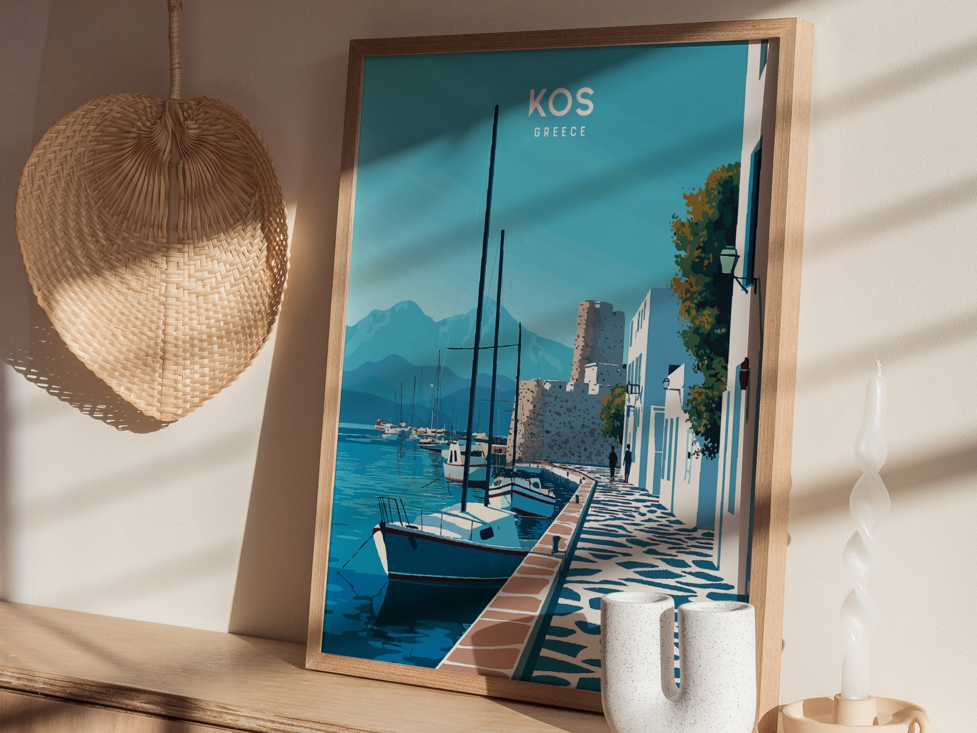 Kos Greece Poster | Aegean Island Harbor Wall Art