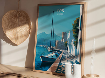 Kos Greece Poster | Aegean Island Harbor Wall Art