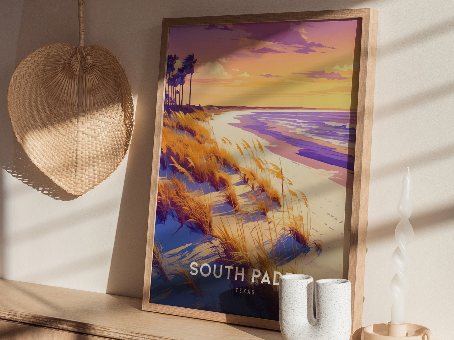 South Padre Island Poster | Texas Beach Gulf Coast Sunset Wall Art