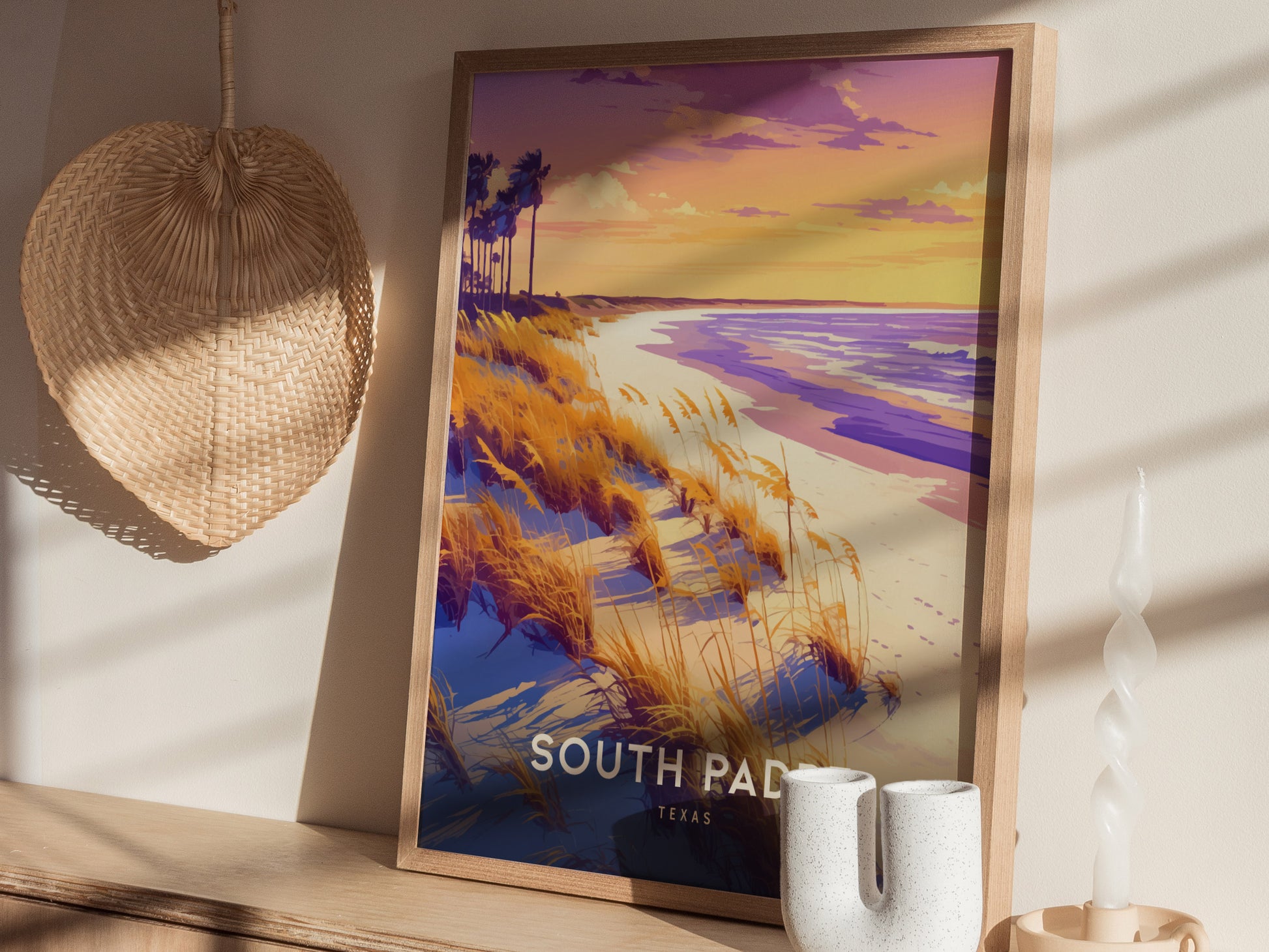 South Padre Island Poster | Texas Beach Gulf Coast Sunset Wall Art
