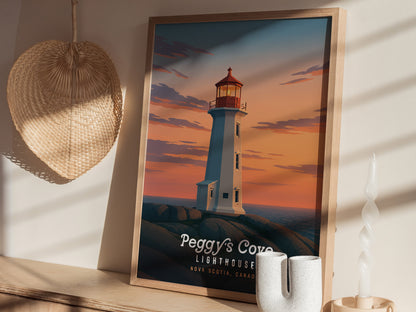 Peggy's Cove Lighthouse Poster | Nova Scotia Coastal Wall Art