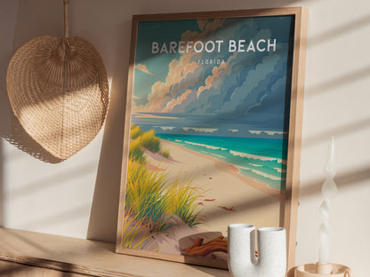 Barefoot Beach, Florida Poster | Sun-Drenched Gulf Coast Art Wall Art — styled in a modern interior