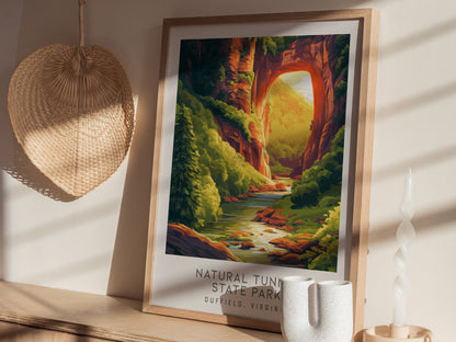 Natural Tunnel State Park Matte Border Poster | Duffield, Virginia Travel Wall Art — styled in a modern interior