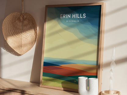 Erin Hills Golf Course, Erin, Wisconsin Poster | Rolling Fairways & Links Poster Wall Art — styled in a modern interior