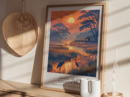 James Island County Park Matte Border Poster | Charleston, South Carolina Beach House Decor — styled in a modern interior