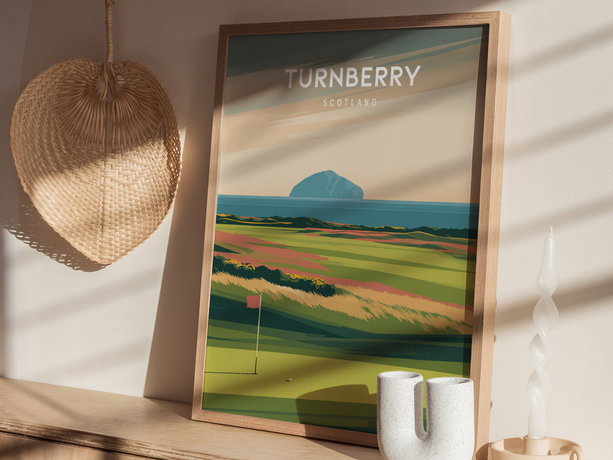 Turnberry, Scotland Poster | Links Poster & Golfer Gift Wall Art — styled in a modern interior