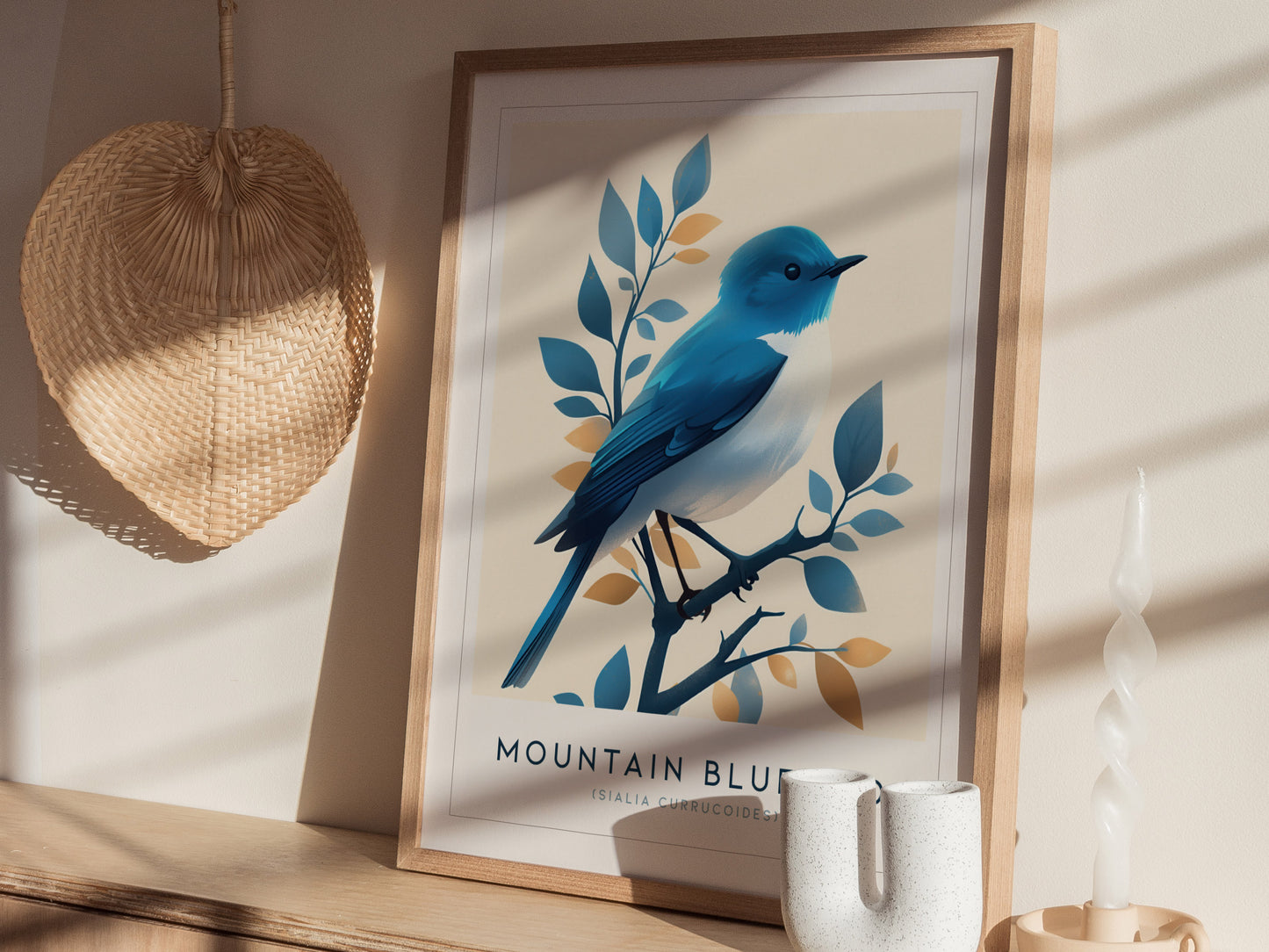 Mountain Bluebird Poster | Vintage Bird Wall Art Print