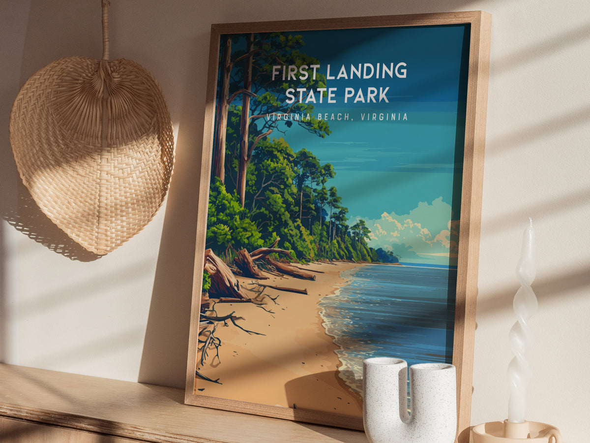 First Landing State Park, Virginia Beach, Virginia Poster | Travel Gift Destination Print Wall Art — styled in a modern inter