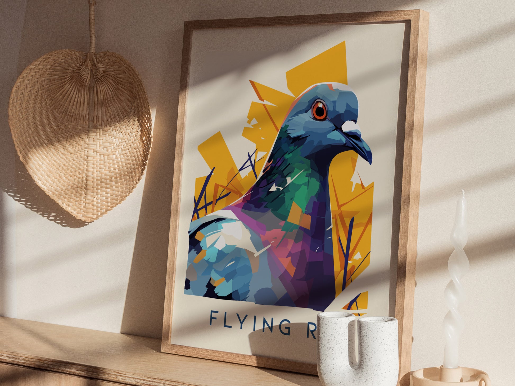 Flying Rat Pigeon Poster | Urban Wildlife Wall Art | Framed or Unframed