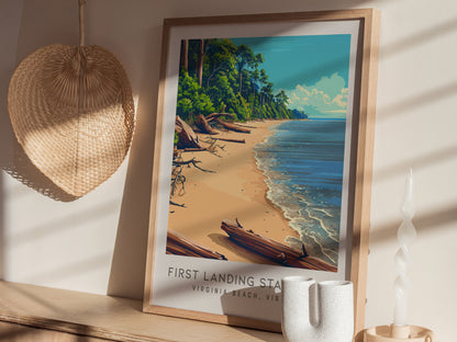 First Landing State Park Matte Border Poster | Virginia Beach, Virginia Coastal Beach Decor — styled in a modern interior