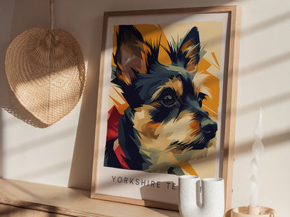 Yorkshire Terrier Poster | Bold & Beautiful Yorkie Portrait Wall Art — styled in a modern interior