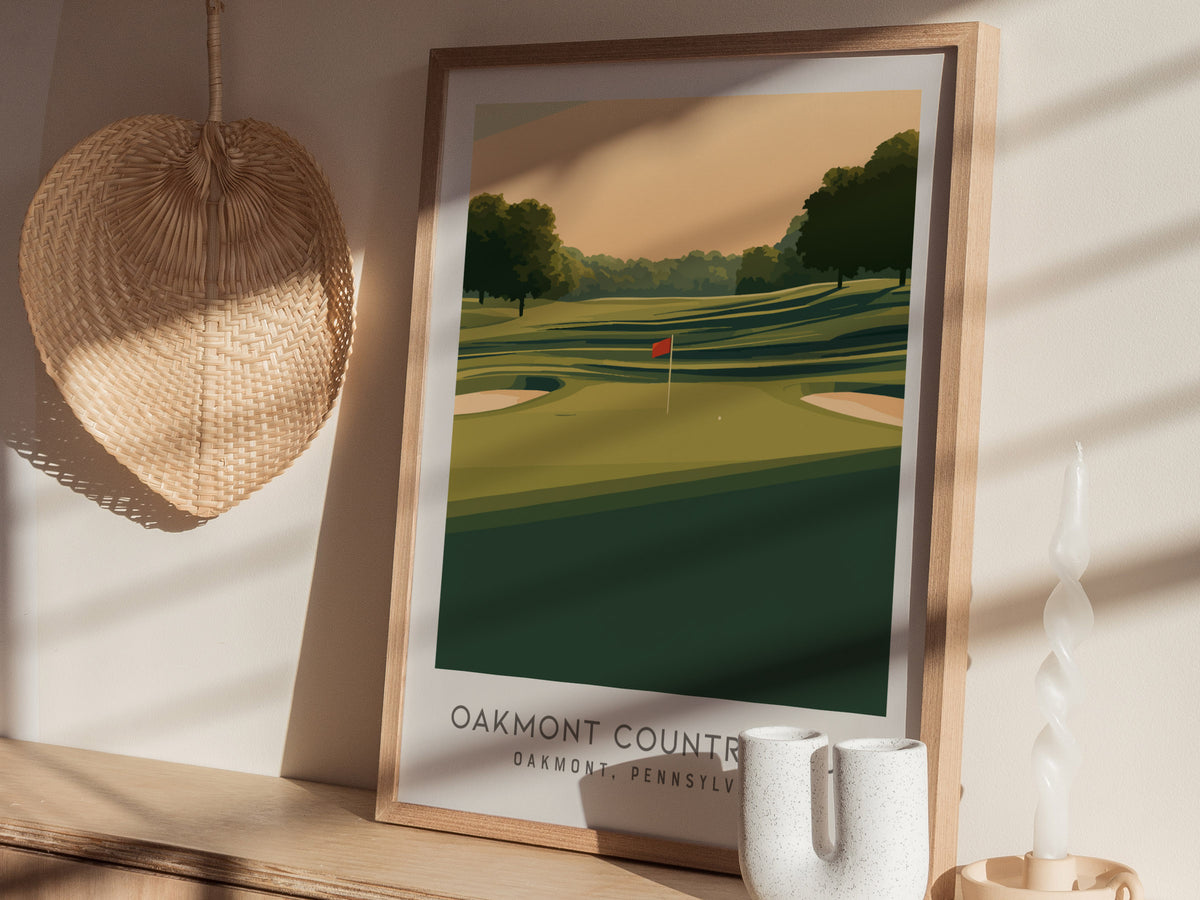 Oakmont Country Club Matte Border Poster | Oakmont, Pennsylvania Golf Course Print Wall Art — styled in a modern interior