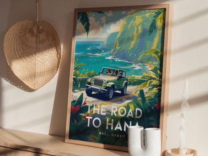 Road to Hana Poster | Maui Hawaii Scenic Drive Travel Art