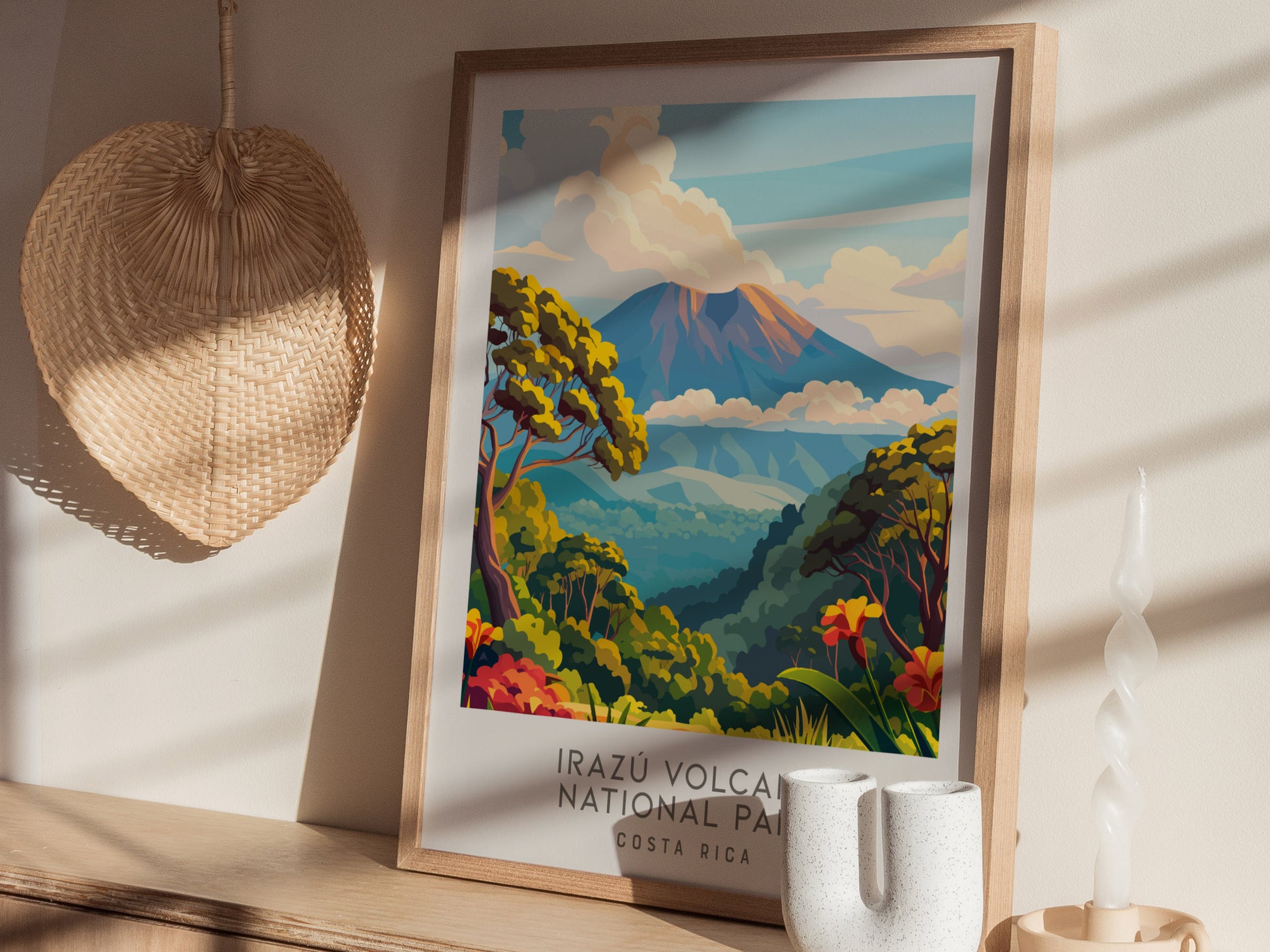 Irazú Volcano National Park Matte Border Poster | Costa Rica Travel Wall Art — styled in a modern interior