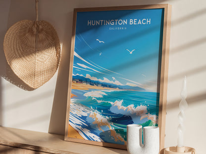 Huntington Beach Poster | California Coastline Wall Art