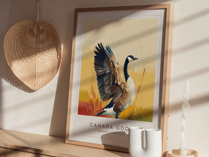 Canada Goose Poster | Majestic Migratory Bird Fine Wall Art — styled in a modern interior