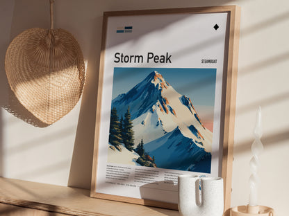 Storm Peak, Steamboat Poster | Alpine Print & Ski Lodge Decor Wall Art — styled in a modern interior