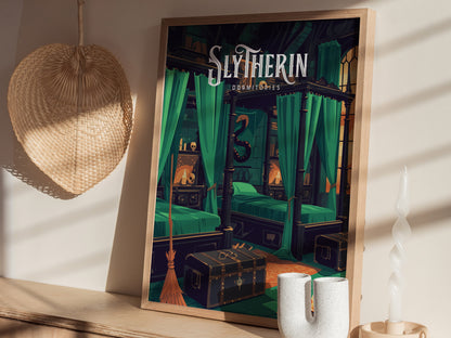 Slytherin Poster | Harry Potter Hogwarts Dorm Art | Wizarding World Gift