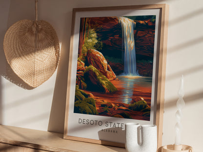 DeSoto State Park Matte Border Poster | Alabama Destination Print Travel Wall Art — styled in a modern interior