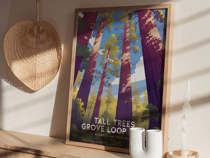 Tall Trees Grove Loop Trail Poster | Redwood National Park Art Gift