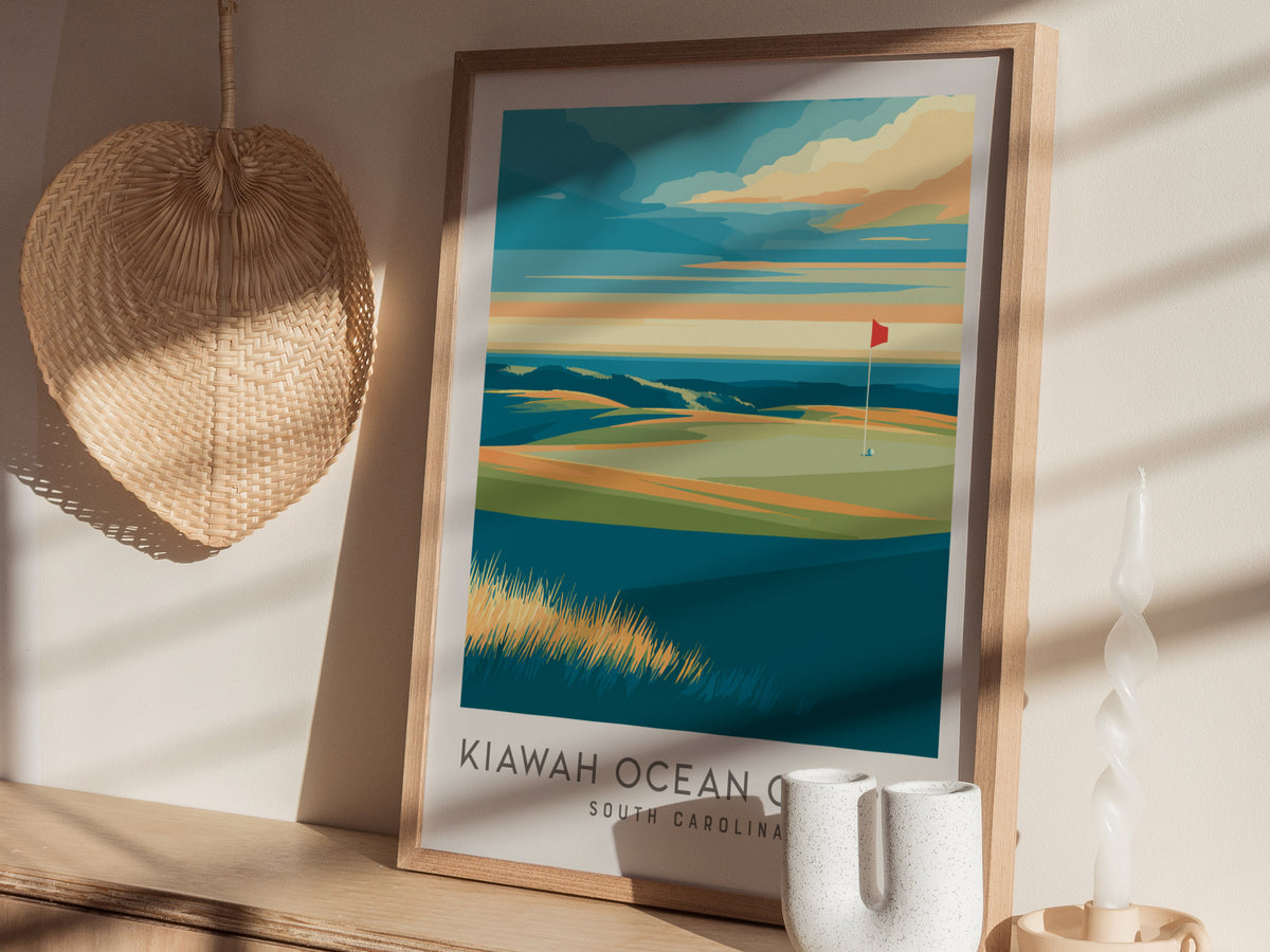 Kiawah Ocean Course Matte Border Poster | South Carolina Golf Wall Art & Framed or Unframed — styled in a modern interior