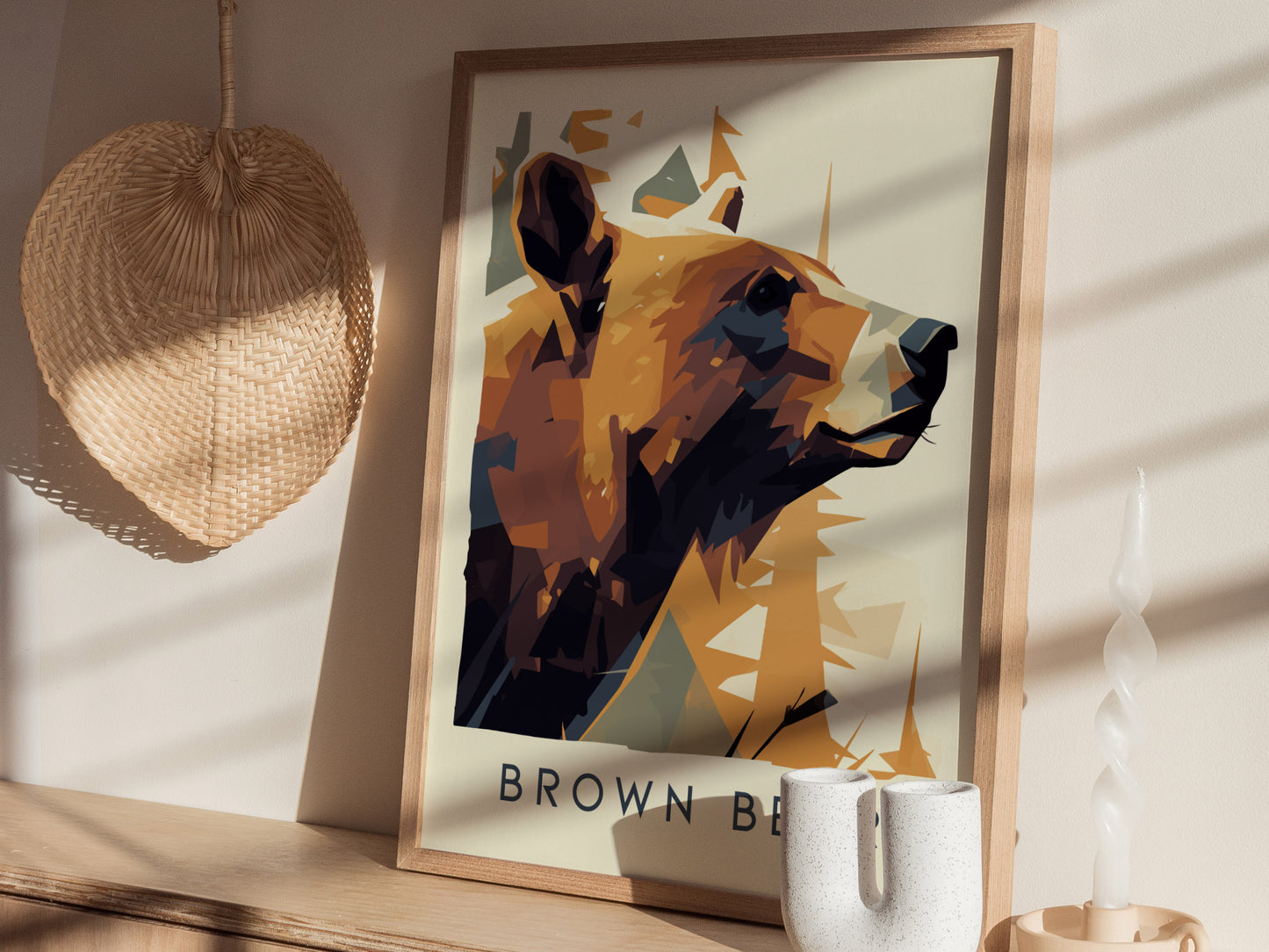Brown Bear Modern Wildlife Poster | Alaska Nature Wall Art | Framed or Unframed