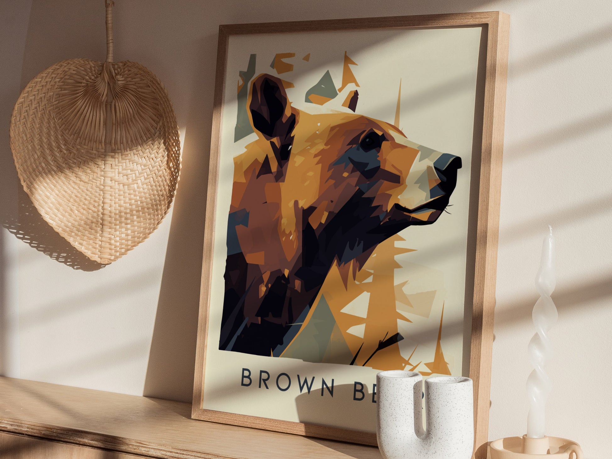 Brown Bear Modern Wildlife Poster | Alaska Nature Wall Art | Framed or Unframed