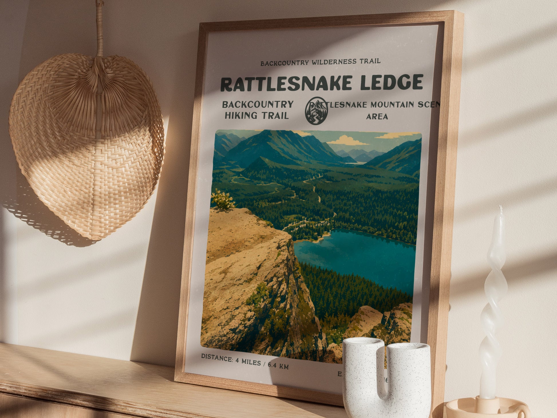 Rattlesnake Ledge, North Bend Poster | Hiker Gift | Bold Summit Views Wall Art — styled in a modern interior