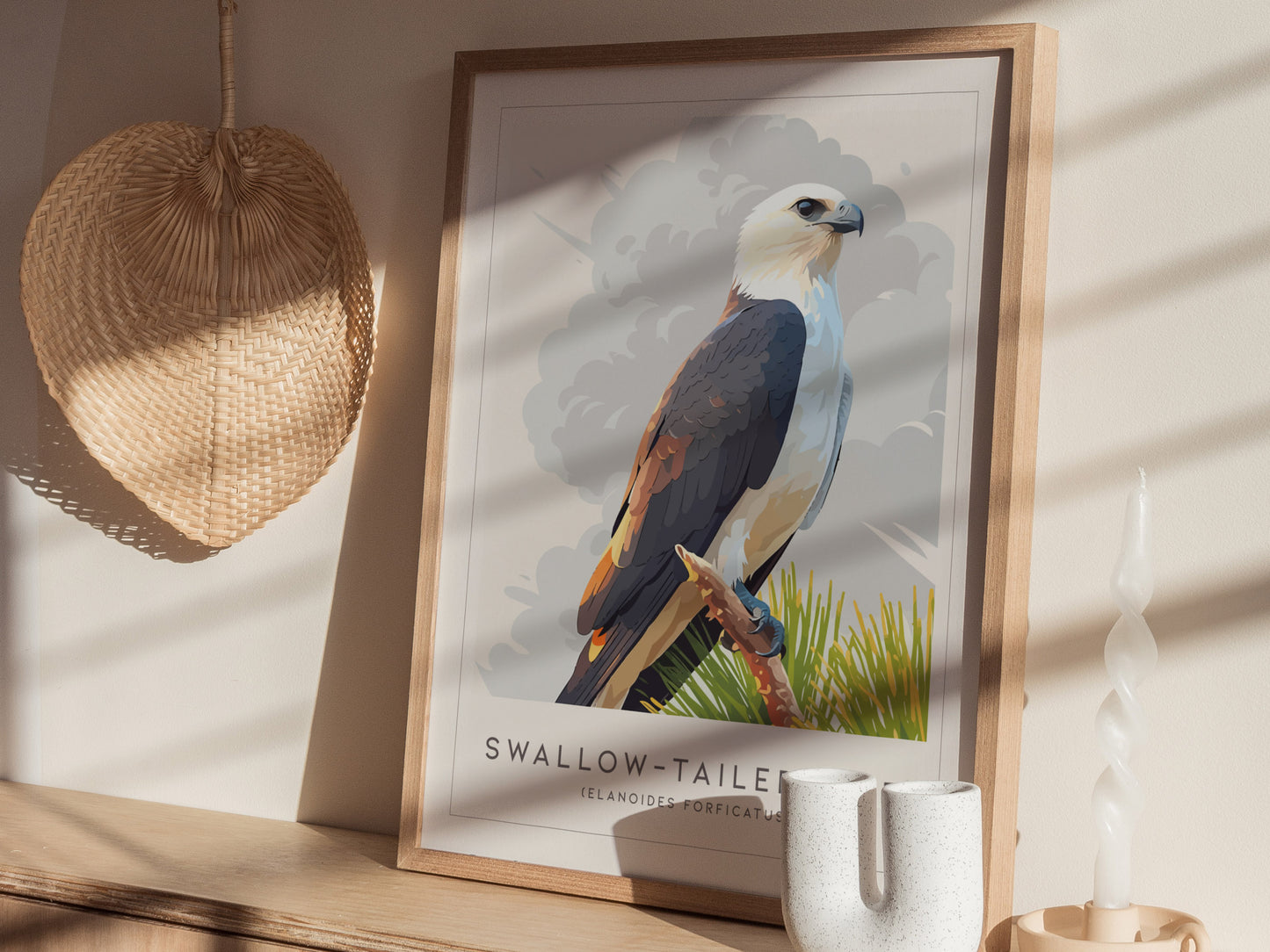 Swallow-tailed Kite Poster | Graceful Raptor in Flight Wall Art — styled in a modern interior