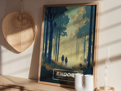 Star Wars Endor Poster | Retro Travel Art Forest Moon Ewok Gift