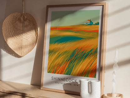 Shinnecock Hills Matte Border Poster | Southampton, New York Golf Wall Art & Country Club Decor — styled in a modern interior