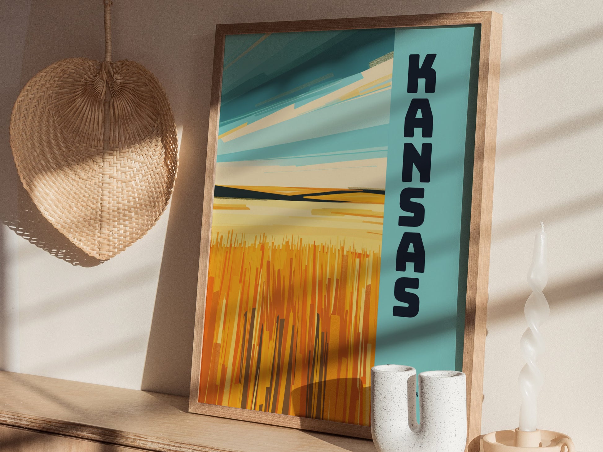 Kansas Jayhawk State Poster | Great Plains Wall Art